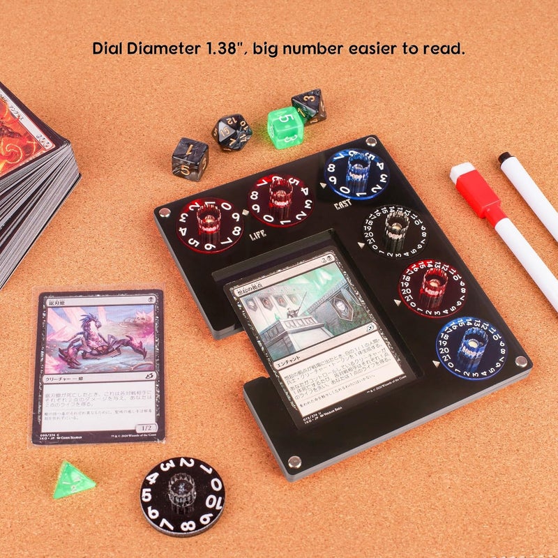 Aizesuro Translucent Acrylic Commander EDH Command Zone Tray Panel with Life, Damage, Cast Dial Counter Compatible with Magic The Gathering Deck, MTG Life Counter Accessories - Image 5